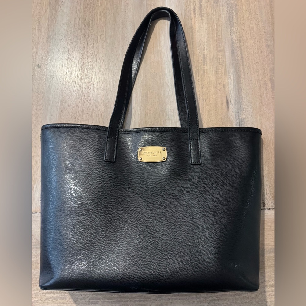 Michael Kors Black Leather Tote Bag